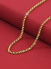 S925純銀鍊搭配18k鍍金,無吊墜,提供金色、銀色和玫瑰金色三種選擇 - 金色 - 查看 19