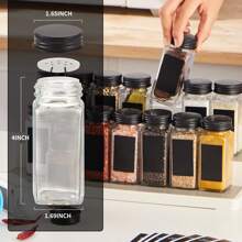 Seasoning Bottle Set 4oz Square Spice Bottle Black Aluminum Cover Seasoning Jar Kitchen Organization Barbecue Seasoning Bottle, Glass Bottle - 120ml Spice Jar With Black Aluminum Lid - View 4