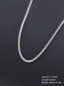 純銀S925素材簡約裸頸鍊，男士萬用風格，嘻哈時尚毛衣鍊，鎖骨鍊，C字側扣鍊，適宜作為送給父親的禮物