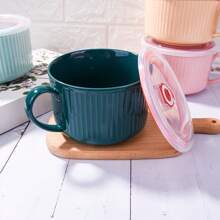 1 Pc Ceramic Soup Bowl With Handle Bowl With Lid - Dark Green - View 5
