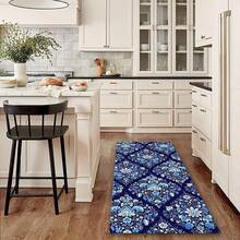 Thảm phòng giặt Thảm trải hành lang dài Thảm nhà bếp, Thảm mềm chống trượt, có thể giặt được bằng máy, Thảm trải cầu thang dùng cho hội trường Phòng khách, phòng ngủ, Phòng tắm nắng, Sàn gỗ cứng - Màu xanh hải quân - Xem 4