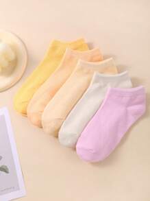 1/10/20Pairs Women's Soild Random Color Summer Low Cut Socks, Thin Low Vamp Ankle Socks