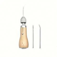 1pc Sewing Awl Kit Portable Leather Sewing Awl Kit Including Handheld Sewing Repair Awl Straight Threads With Small Screwdriver For DIY Craft Leather Canvas Repair Saddles Coat Seat - Beige - View 4