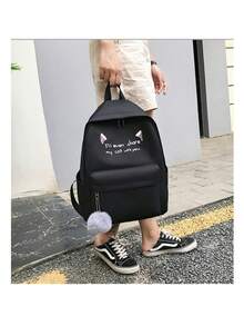 YUQING.FC Mochila Espaciosa, Hermoso Diseño De Orejas De Gato, Set De 4 Bolsos Con Gran Capacidad - Negro - Ver 9