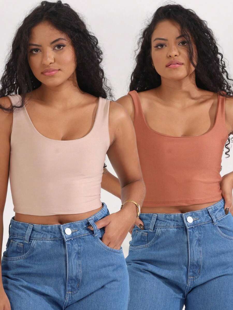 Women Tank Tops & Camis - 摩卡棕 - 查看 1
