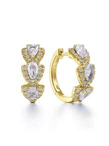 1 Pair Fashion Cubic Zirconia Hoop Earrings For Women For Wedding Anniversary Engagement Party Jewelry Valentine's Day Gift,Mom,Mother,Mother's Day,Gift