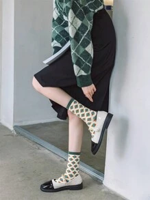 5 Pares de calcetines para mujeres con estampado de flores multicolores y de fresas, calcetines de moda absorbentes de la humedad que combinan con calcetas tubulares para mujeres, adecuados para uso diario