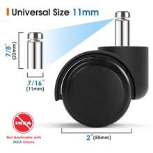 2" Office Chair Wheels Rotating Desk Chair Replacement Wheels Casters Universal Standard Stern Size Fits 5 Counts - Black - View 2