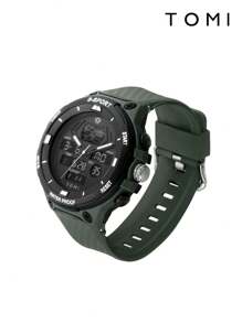 TOMI Dual Display Digital Sports Watch For Kids And Youth, One Piece In Box, Suitable For Daily Life And Outdoor Sports - Army Green - View 1