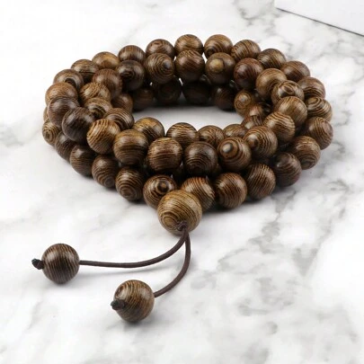 1pc 6 8 10mm Original Wooden Beads Wrap Bracelets Vintage 108 Mala Bead Buddhist Prayer Necklace Women Men Meditation Jewelry Gifts