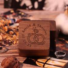 Boîte à bague de mariage en bois naturel personnalisée, boîte à bague de fiançailles gravée personnalisée, porte-bague carré, anniversaire, support de rangement de boîte à bague, beau cadeau souvenir pour maman à la fête des mères