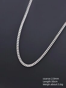純銀S925素材簡約裸頸鍊，男士萬用風格，嘻哈時尚毛衣鍊，鎖骨鍊，C字側扣鍊，適宜作為送給父親的禮物