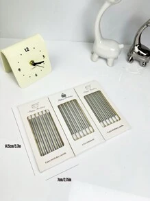 6pcs/set Wax Cake Candle, Textured Cake Decorating Candle For Birthday Party - Silver - View 3