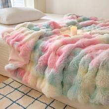 1pc Luxury Faux Fur Plush Blanket, Thick Double-Layer Soft Fluffy Throw Blanket With Cloud-Like Feeling, Suitable For Home, Living Room, Bedroom, Sofa - Multicolor - View 6