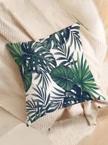 1pc Green Leaf Pattern Printed Cushion Cover, Modern Pillowcase, Single-Side Printed, Sofa, Home Decorative Pillow Cover (Pillow Core Not Included)