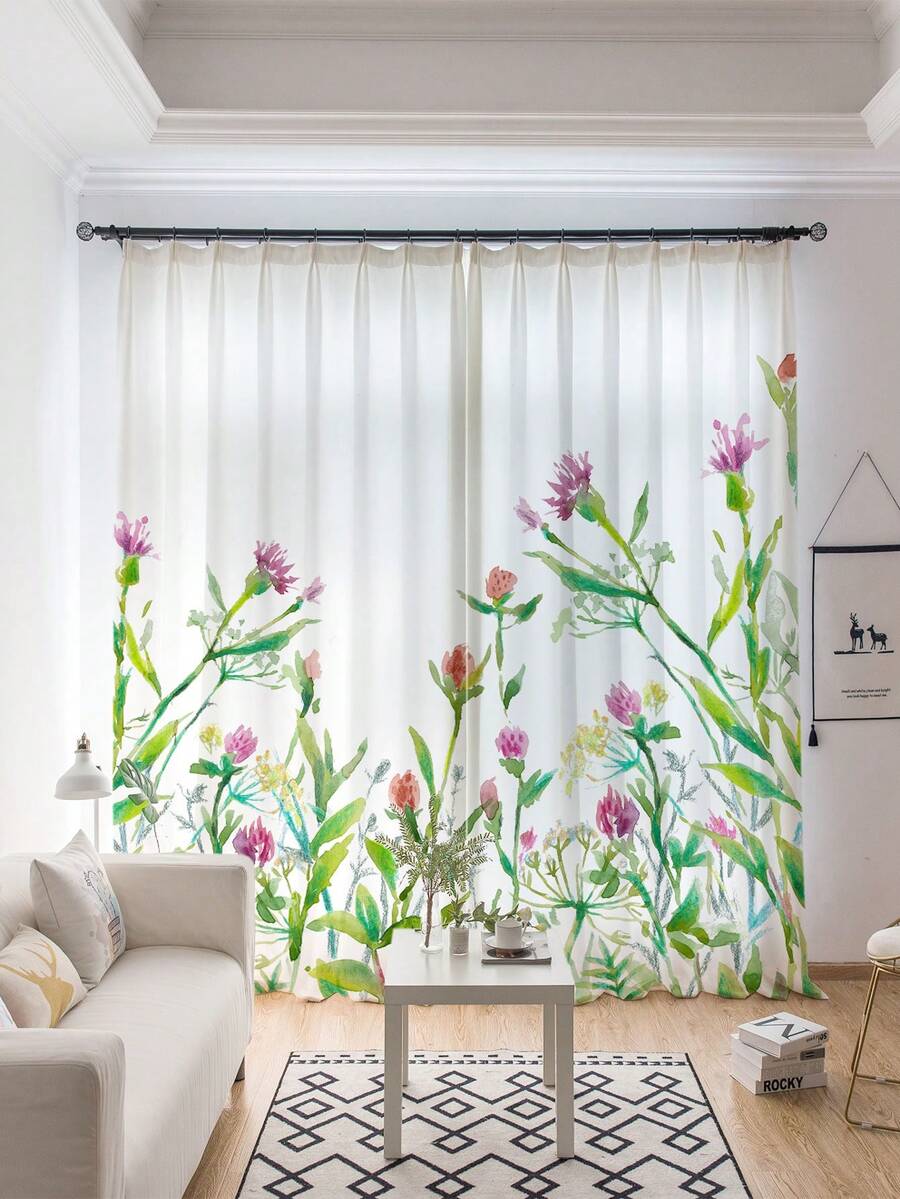 1入綠色裝飾窗簾，現代極簡風格，可水洗耐刮擦，適用於客廳、臥室、書房 - 彩色 - 查看 1