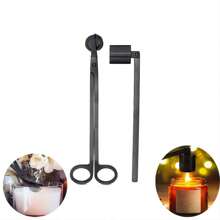 2 PCS Black Candle Wick Trimmers Snuffer Tools Set Metal Stainless Steel Candles Accessories Set Scissors Cutter, Candle Accessory Set For Candle Lovers - Black - View 1