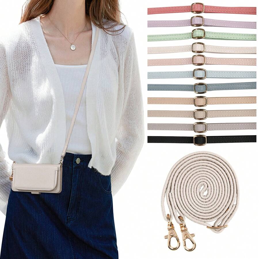 1 件可调节长度 70 厘米-140 厘米智能手机挂绳，适用于智能手机、单肩包、钱包、手拿包、斜挎包、防止手机掉落的皮革手机挂绳、情侣手机带 - 彩色 - 查看 1