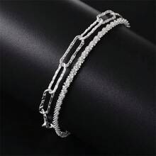 Pulseiras Duplas em Camadas, Conjunto de 2 Peças, Pulseiras Doces e Concisas com Miçangas para Mulheres, para sobrepor