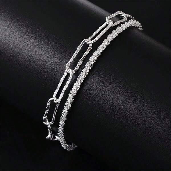 Ensemble de 2 bracelets à double couche, bracelets perlés doux et concis pour dames pour superposer