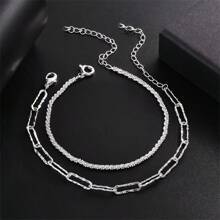 Pulseiras Duplas em Camadas, Conjunto de 2 Peças, Pulseiras Doces e Concisas com Miçangas para Mulheres, para sobrepor