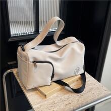 時尚純色休閒百搭優雅簡約街頭風肩背通勤方形包，適合購物、旅遊、度假 - 白色 - 查看 4