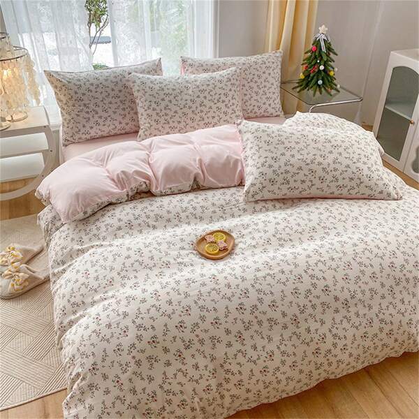 2/3pcs Ditsy Floral Duvet Cover Set: 1 Duvet Cover, 1/2 Pillowcases (No Filling) Made Of Soft, Breathable, Durable Fabric With Wash-Resistant Treatment, Suitable For Bedroom, Fits Full/Queen, King, California King Sizes, Machine Washable