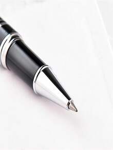 1 套黑色签名笔，1 支笔，黑色礼盒装，特殊浮雕设计金属书写笔，高端中性笔，适合学生、办公室和商务使用，容量大、重量大、吸引力强、书写体验好 - 黑色 - 查看 5