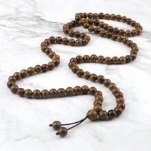 1 Máy Tính 6 8 10Mm Ban Đầu Hạt Gỗ Quấn Vòng Tay Vintage 108 Mala Hạt Cầu Nguyện Phật Giáo Vòng Cổ Nam Nữ thiền Trang Sức Quà Tặng - Vòng tay 108 hạt - Xem 6