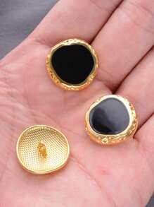 5pcs/Lot Unique Hammer Pattern Hand-Painted Mirror Oil Paint Metal Buttons For Women Clothing Sewing DIY Decoration Of Knitting Cardigan Windbreaker Coat Suit - 24K Imitation Gold + Black - View 12