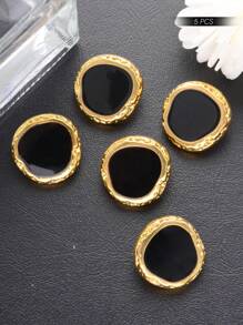 5pcs/Lot Unique Hammer Pattern Hand-Painted Mirror Oil Paint Metal Buttons For Women Clothing Sewing DIY Decoration Of Knitting Cardigan Windbreaker Coat Suit - 24K Imitation Gold + Black - View 6