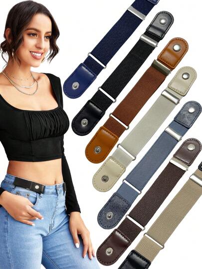 2PCS Elastic Waistband Is Simple And Adjustable In Length, Convenient And Practical. Joker PU Leather Slouchy Elastic Waistband Is Suitable For Daily Wear
