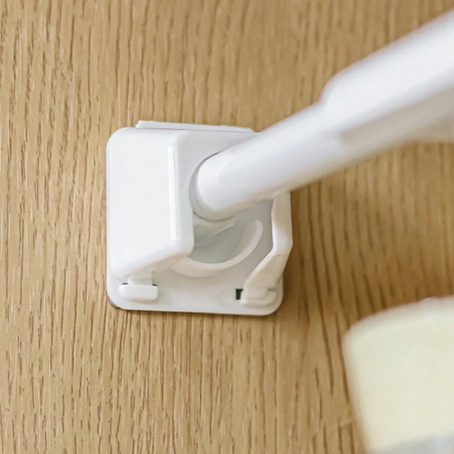 2pcs Self-Adhesive Curtain Rod Brackets Without Drilling Bathroom Accessories - White - View 1