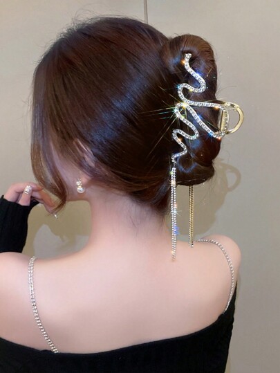 1 قطعة مشبك شعر مرن عالي الجودة مزين بالراين ستون والشرابات، مشبك شعر موجي من طراز Y2K، مشبك شعر، مشبك شعر، مشبك شعر، مشبك شعر، ملحقات شعر للنساء للإطلالات في العطلات