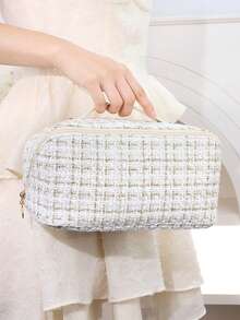 1pc Portable High-Capacity Toiletry Organizer Makeup Bag With Premium Feel For Women Travel Cosmetic Skincare Storage Pouch Makeup Organizer Makeup Storage Bag Mini Pouch Travel Small Makeup Case Accessories Make Up Holder Brush Bag Make Up Container Cosmetic Bag Travel Essentials Ladies Accessories Travelling Stuff Makeup Bags Makeup Pouch Make Up Pouch