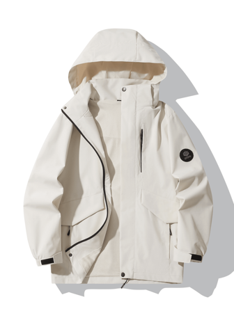 Women's Letter Printed Hooded Long Sleeve Sports Jacket, Outdoor Windbreaker