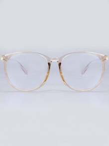Round Glasses Big Frame Decorative Eyewear - Clear - View 5