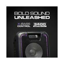 Dolphin SP-210RBT 3400W Bluetooth Party Speaker W/ Dual 10" Woofers, LED Lights, 2 Wireless Mics, Trolley Wheels, Karaoke, DJ, Events, Portable Sound System