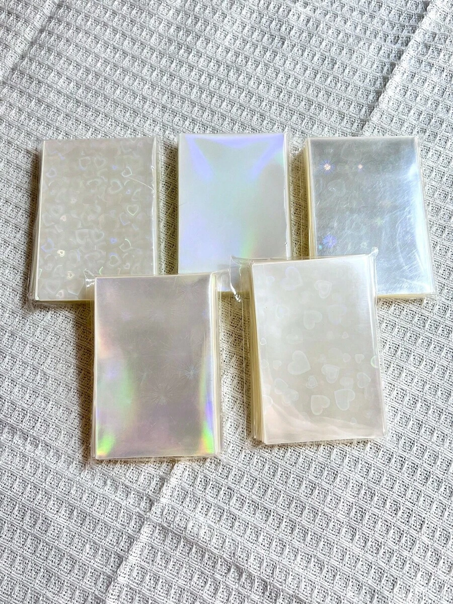 50入組透明閃亮雙層卡片膜，照片和相冊卡片保護套，扁平口保護膜 - 彩色 - 查看 1