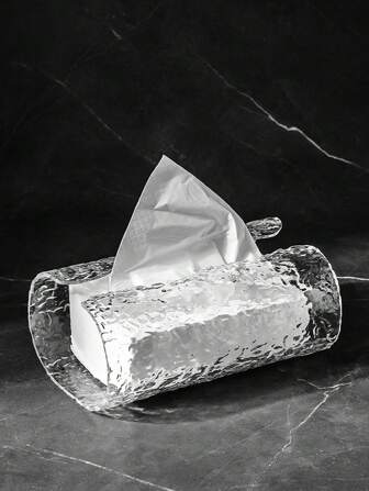 1pc Clear Plastic Tissue Storage Box, Oval Bathroom Facial Tissue Holder, Minimalist Living Room Desktop Paper Napkin Container, Bathroom Washcloth Box, Luxury Coffee Table Snack Napkin Organizer With Ripple Pattern Home Bathroom Decor Bathroom Organizer Fall Decor Back To School