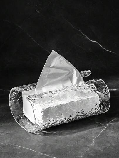 1 件透明塑料纸巾收纳盒、椭圆形浴室面巾架、简约客厅桌面纸巾盒、浴室毛巾盒、带波纹图案的奢华咖啡桌零食餐巾收纳盒家居浴室装饰浴室收纳秋季装饰返校