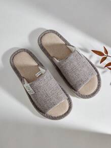 Men's Grey Linen Slippers - Breathable Open-Toe, Lightweight & Odorless For Spring/Summer, All Seasons - Grey - View 3