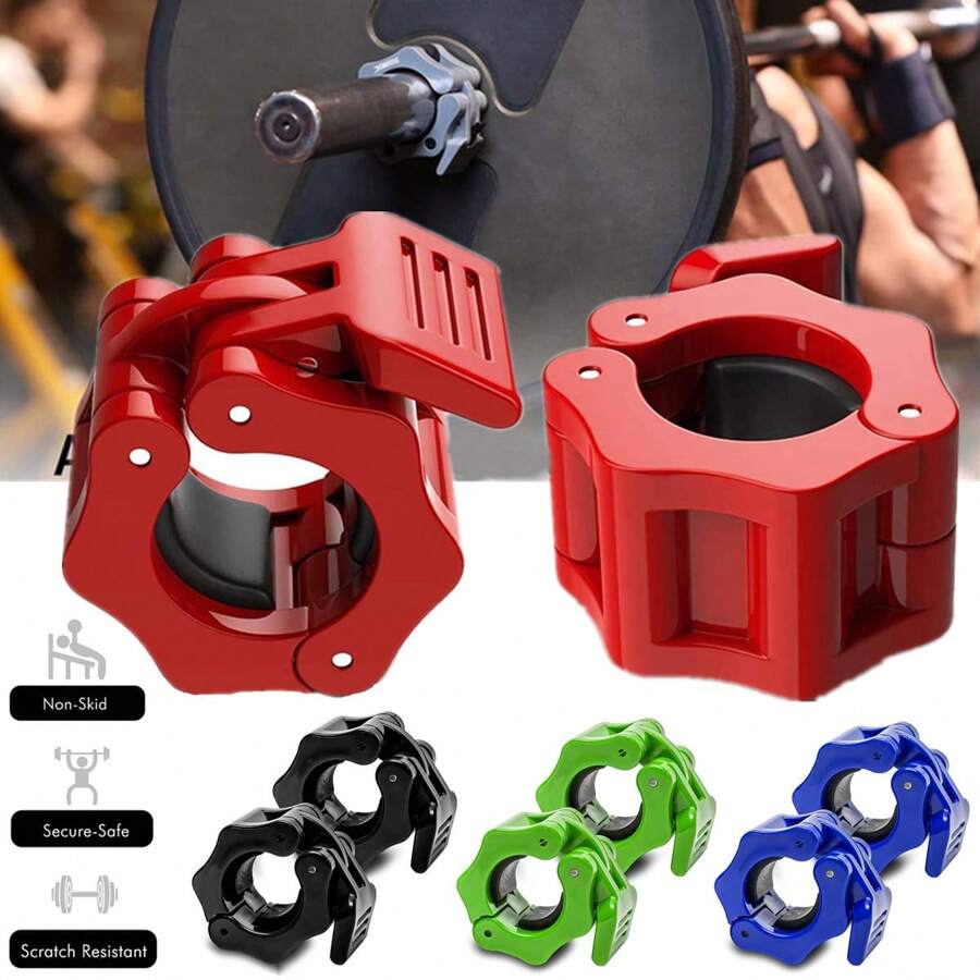 1-2" Inch Dumbbell Barbell Clamps Quick Release Standard Bar Weight Plates Nuts Clip - màu đen - Xem 1