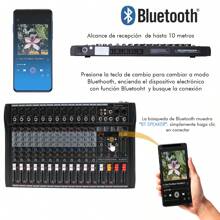 Consola Mezcladora con 12 Canales Bluetooth y Usb Estudio Sonido - Negro - Ver 5
