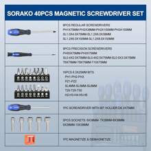Screwdriver Set,40 Piece Magnetic Screwdriver Set With Flathead And Phillips Screwdrivers, Durable Hand Screwdrivers Tool With Storage Holder,Suitable For Home, Office, Farm Maintenance - 藍色 - 查看 5