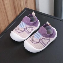 1 Đôi Giày Thể Thao Đế Mềm Thoáng Khí Cho Bé Gái Sơ Sinh Vào Mùa Xuân Và Mùa Hè Giúp Bé Tập Đi Và Chống Trượt - Màu tím - Xem 3