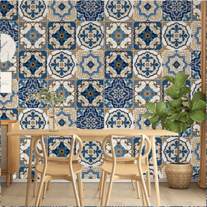 1pc Moroccan Style Self-Adhesive Wallpaper, Peel And Stick, Waterproof, Oil-Proof, Heat-Resistant, Tear-Resistant Aluminum Foil Sticker, Suitable For Living Room, Bedroom, Kitchen, Bathroom Wall Stickers, Vinyl Wall Decals, Home Wall Decor.