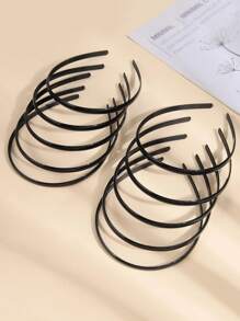 12pcs/Pack Black Simple Solid Color Hair Hoops, Basic Style, DIY Available, Suitable For Women Daily Use. Tiaras,Hairband,Hair Hoop Headbands ,Makeup Headband