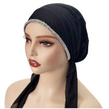 1 buc. Eșarfe pentru cap decorate cu strasuri, cu lanț de modă în dungi elastice pentru femei, benzi de păr ocazionale versatile pentru purtarea zilnică