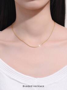 S925 Sterling Silver 18k Gold Plated Necklace For Women, Choker Style, Gold, Colorful, Bare Chain, Spring, Gold, Long, Thick